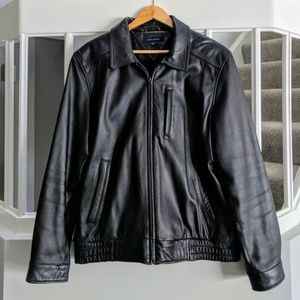 Tommy Hilfiger | Men's Black Leather Bomber Jacket